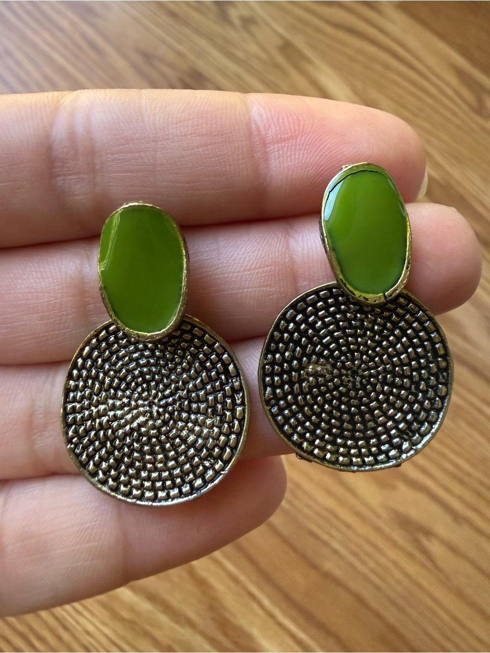 Green boho Drop Earrings